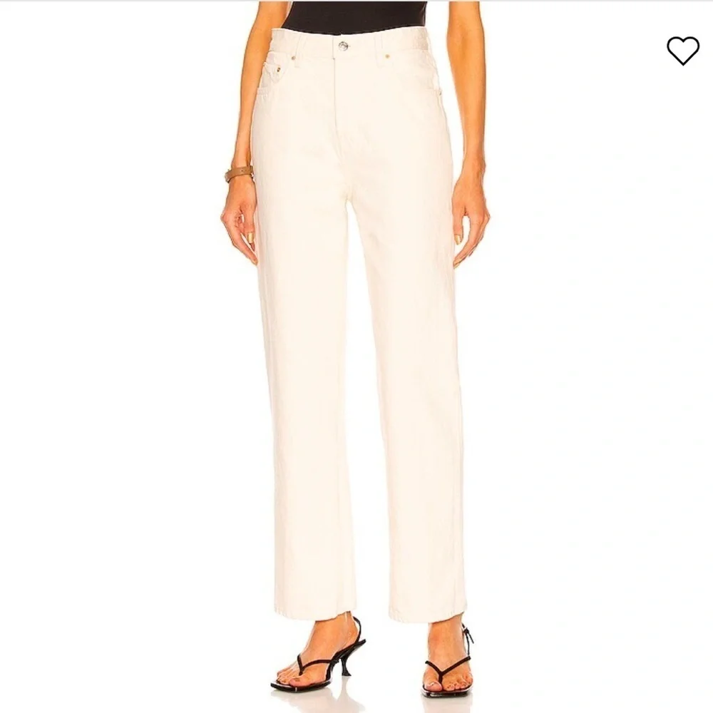 GRLFRND Amanda Mid Rise Loose Straight Fit Cream Off White Jeans